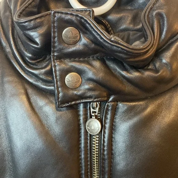 Adidas vintage leather puffer jacket